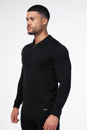 THE VIDA - LONGSLEEVE POLO - BLACK