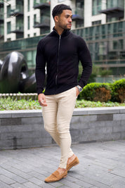 THE SANTONI FULL ZIP SWEATER - BLACK