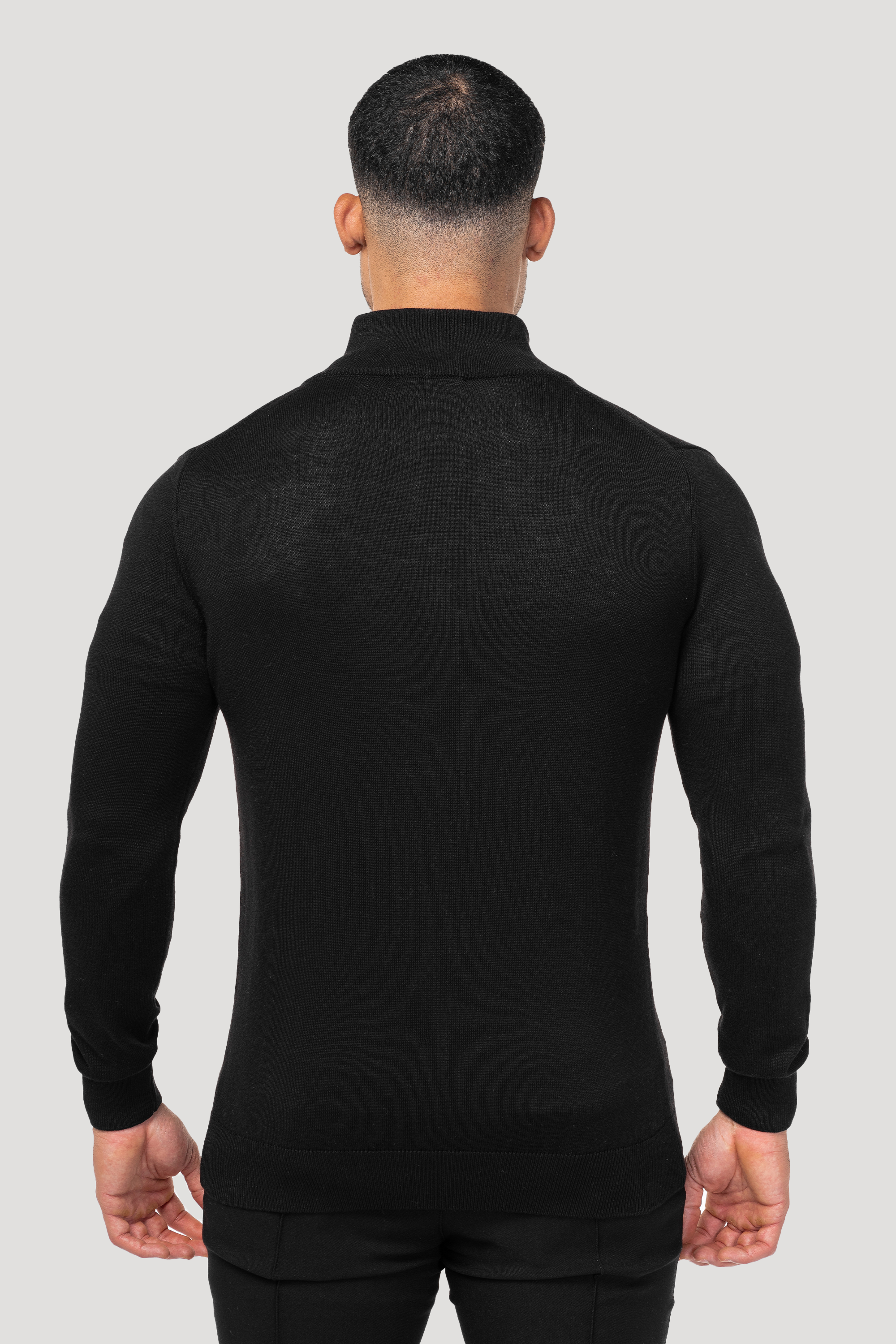 THE SANTONI FULL ZIP SWEATER - BLACK