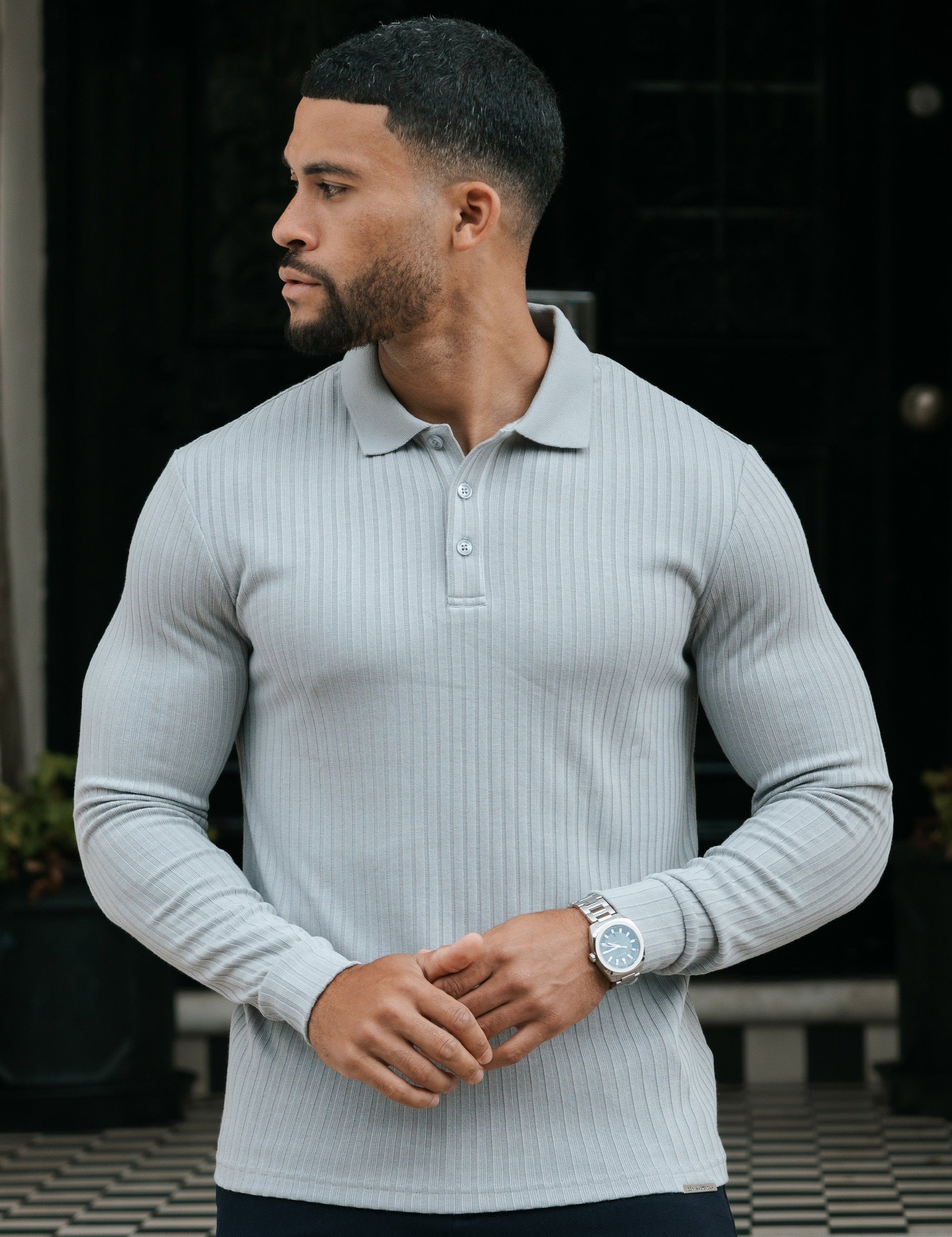 THE RIBBED LONGSLEEVE POLO