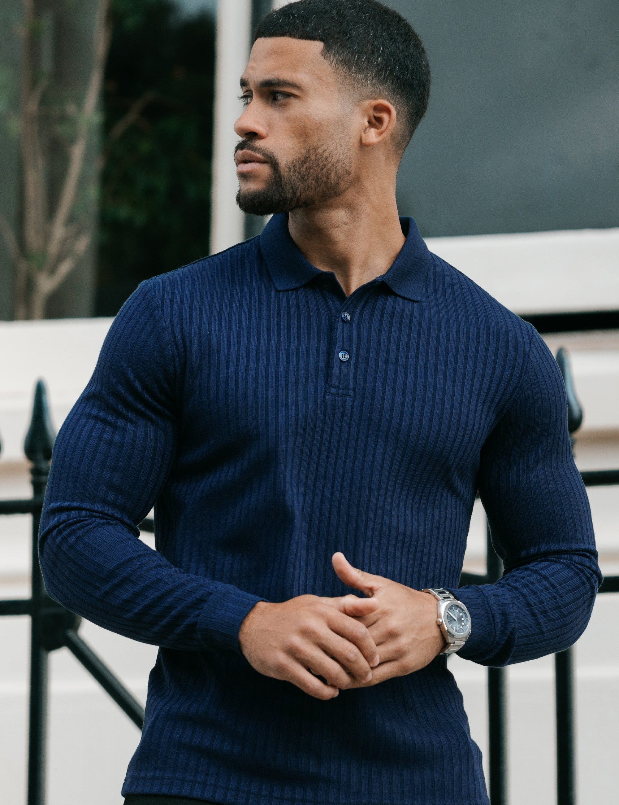 THE RIBBED LONGSLEEVE POLO