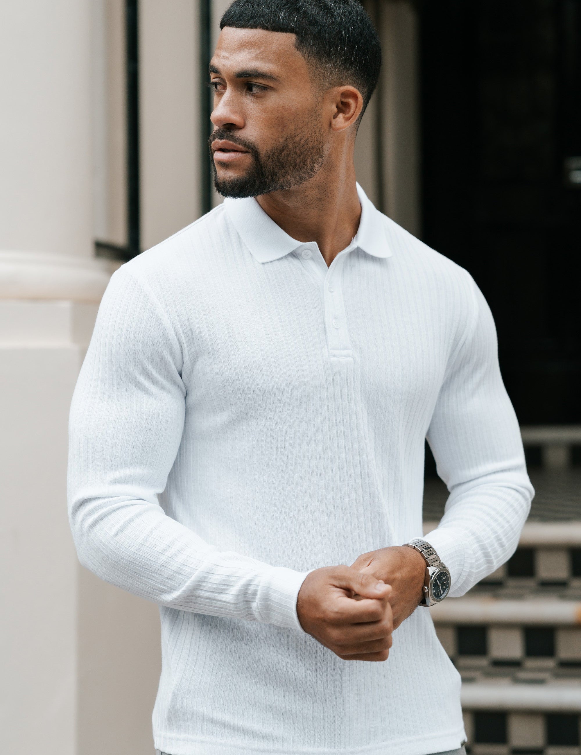 THE RIBBED LONGSLEEVE POLO