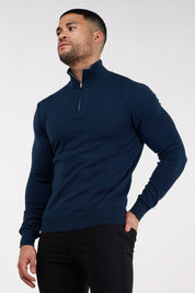 THE SANTONI - HALF ZIP SWEATER - BLUE