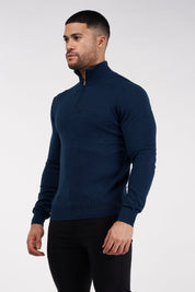 THE SANTONI - HALF ZIP SWEATER - BLUE