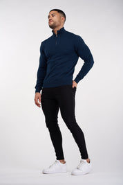 THE SANTONI - HALF ZIP SWEATER - BLUE