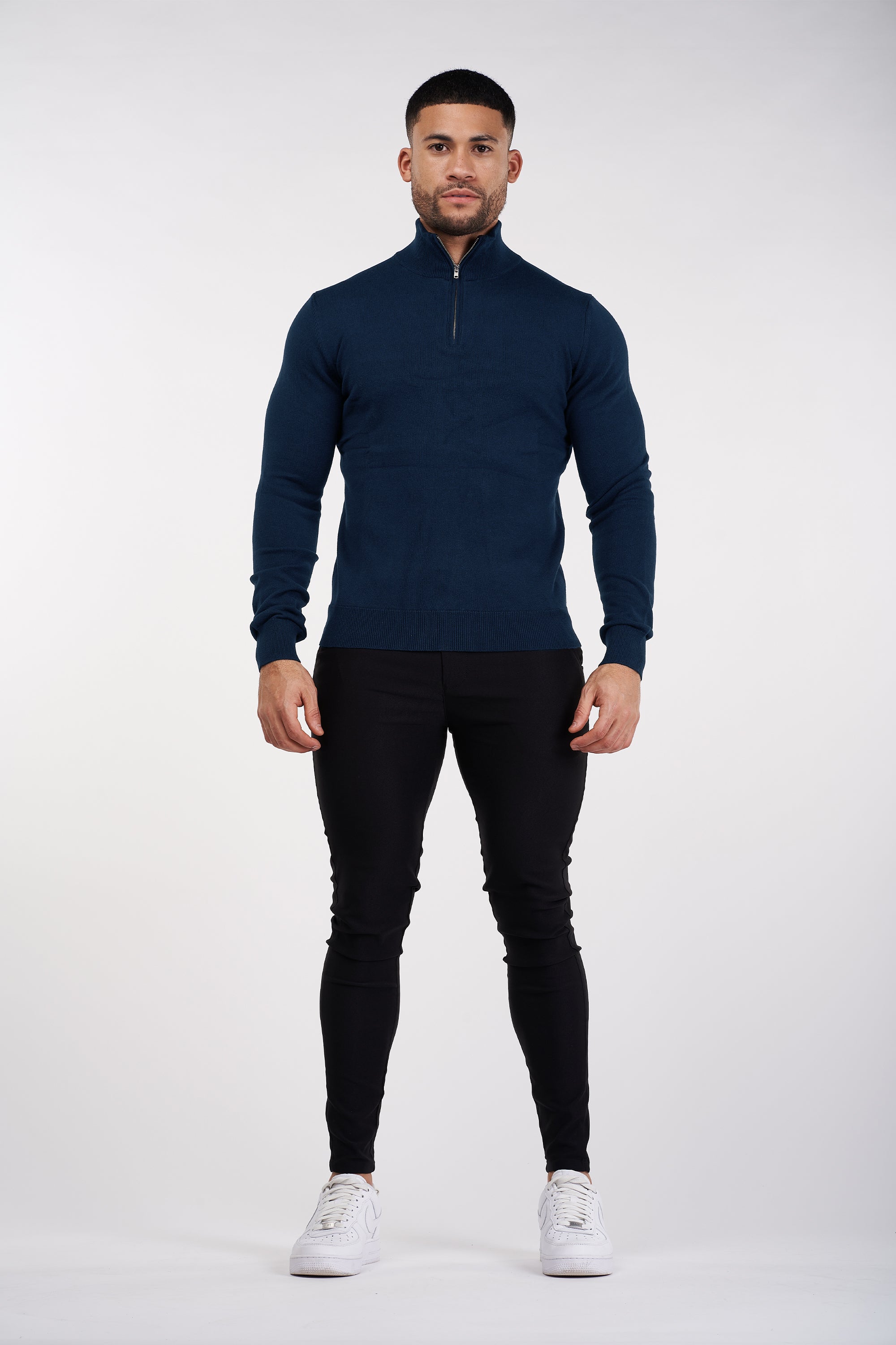 THE SANTONI - HALF ZIP SWEATER - BLUE