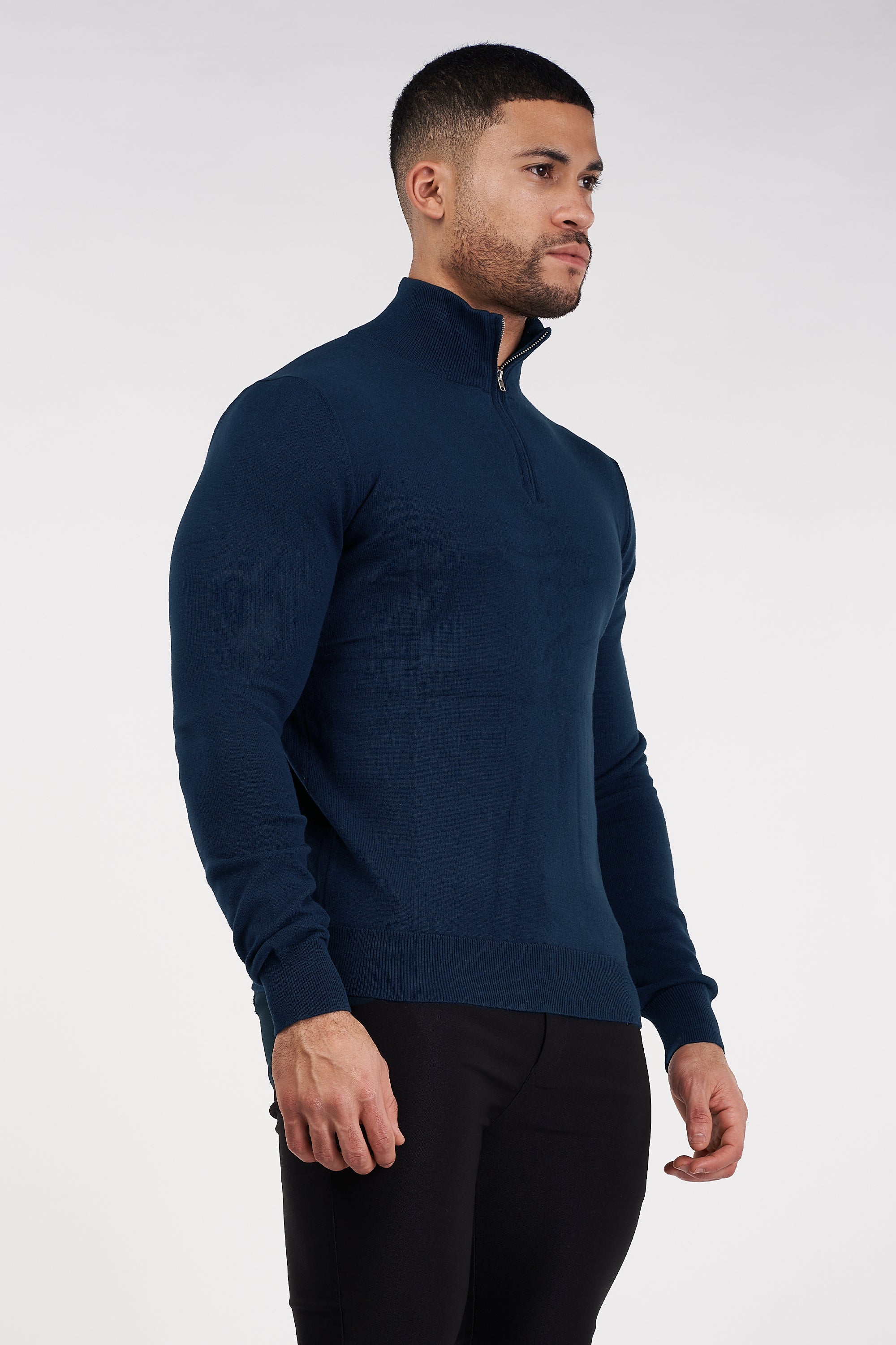 THE SANTONI - HALF ZIP SWEATER - BLUE