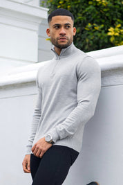 THE SANTONI - HALF ZIP SWEATER - GREY