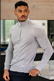 THE SANTONI - HALF ZIP SWEATER - GREY