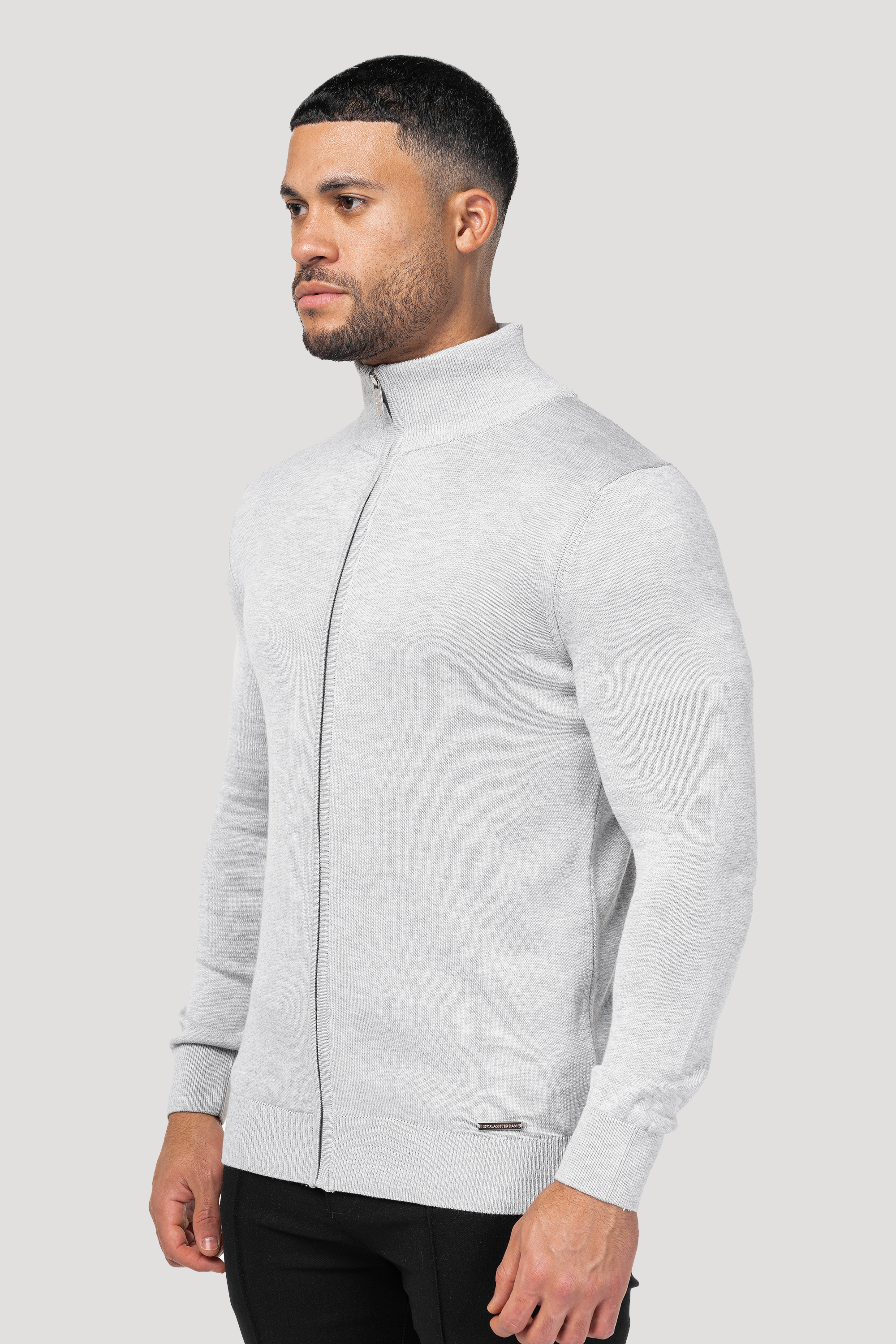 THE SANTONI FULL ZIP SWEATER - GREY