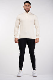 THE SANTONI - HALFZIP SWEATER - BEIGE