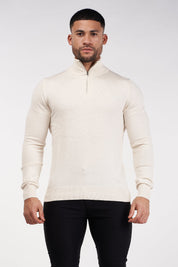 THE SANTONI - HALFZIP SWEATER - BEIGE