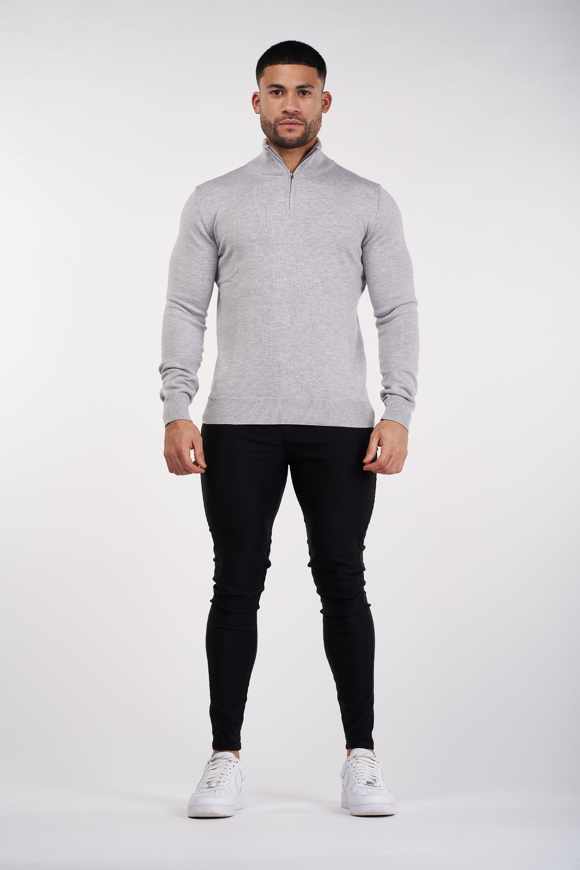 THE SANTONI - HALF ZIP SWEATER - GREY