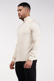 THE SANTONI - HALFZIP SWEATER - BEIGE