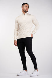 THE SANTONI - HALFZIP SWEATER - BEIGE