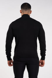 THE SANTONI - HALF ZIP SWEATER - BLACK