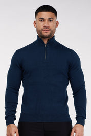 THE SANTONI - HALF ZIP SWEATER - BLUE