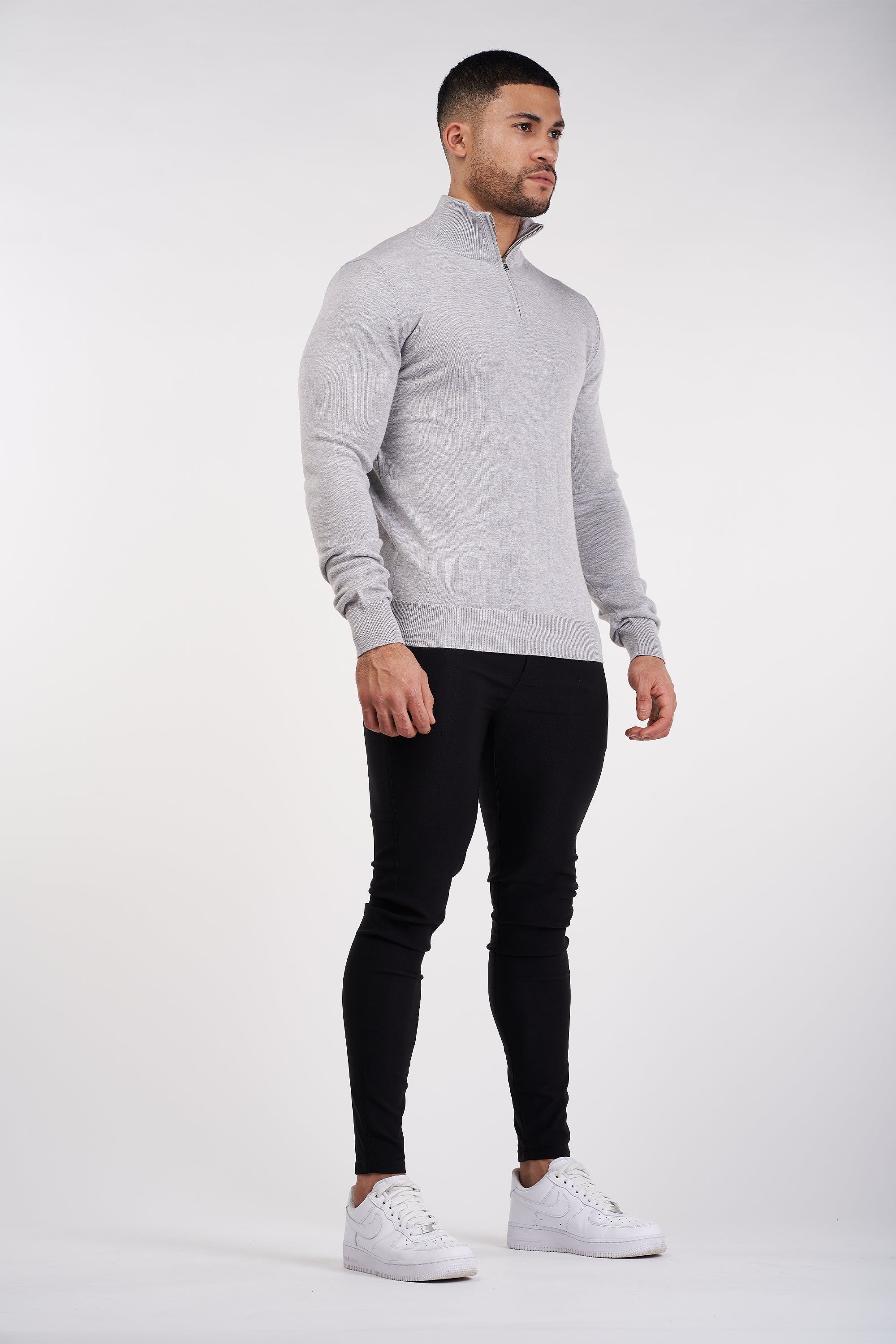 THE SANTONI - HALF ZIP SWEATER - GREY