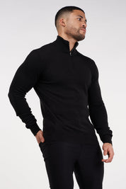 THE SANTONI - HALF ZIP SWEATER - BLACK