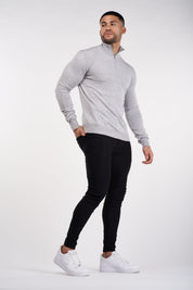 THE SANTONI - HALF ZIP SWEATER - GREY