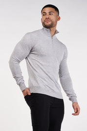 THE SANTONI - HALF ZIP SWEATER - GREY