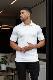 THE MUSCLE BUTTON POLO - WHITE